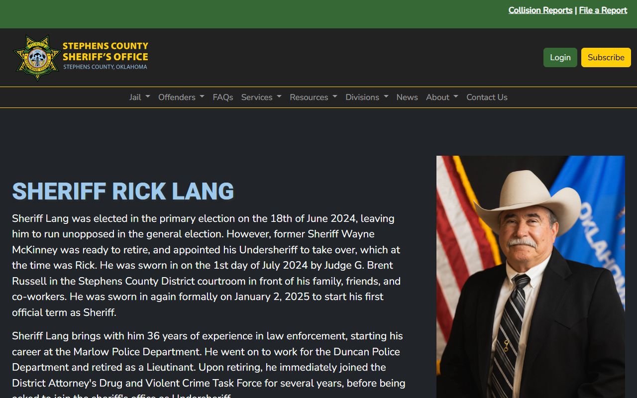 Stephens County arrest records and the sheriff who oversees county booking