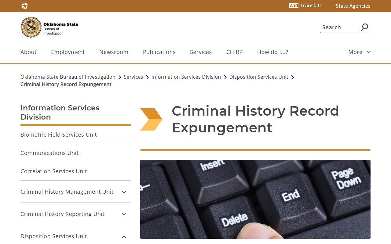Stephens County court records expungement guidance from OSBI