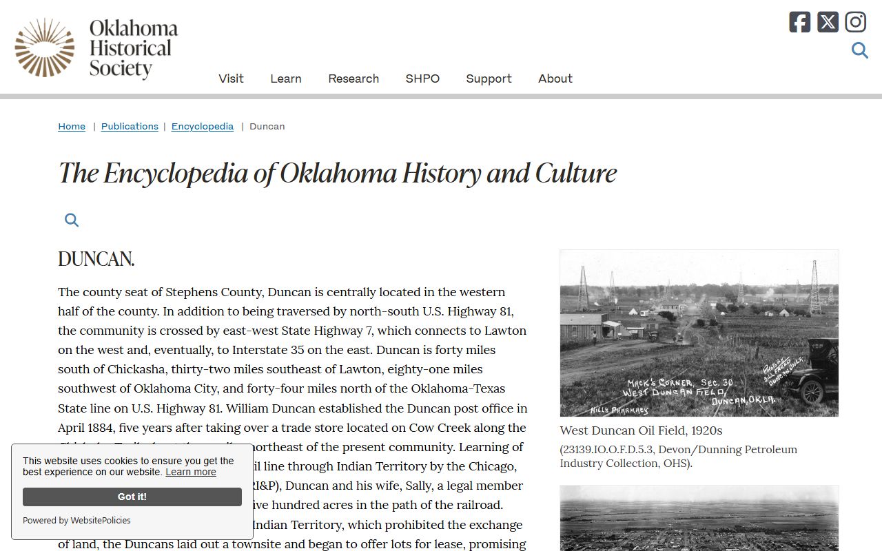 Stephens County courthouse history and court records in Duncan, Oklahoma