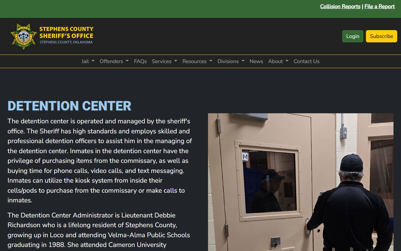 Stephens County detention center operations page